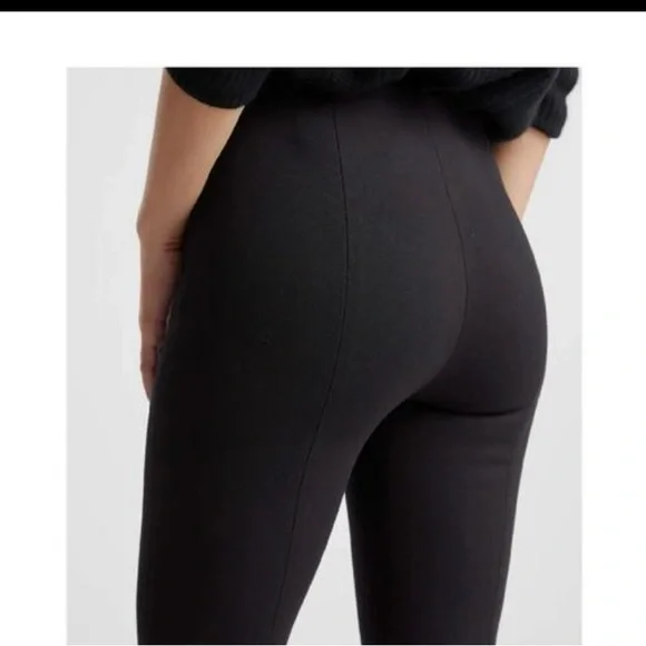 Quince Women's Black Ultra-Stretch Ponte Pants Pintuck Ankle sz XL NWOT - Picture 2 of 4